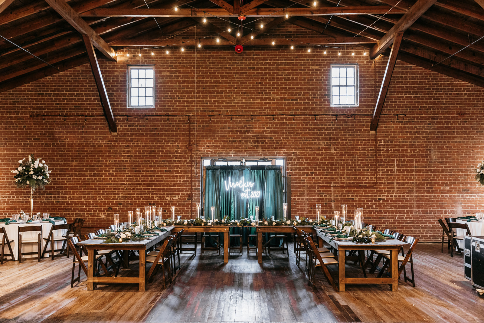 Reception area of industrial wedding venue in north Georgia