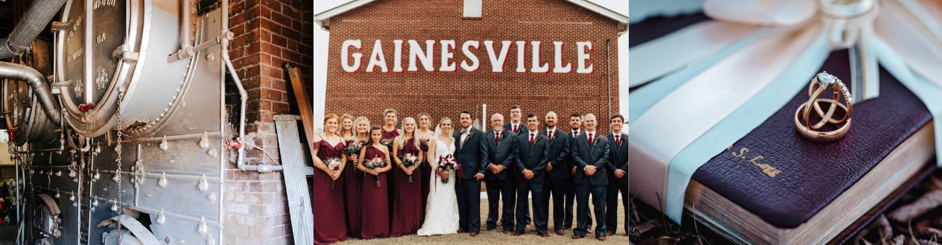 Montage of wedding images from The Chair Factory venue in Gainesville