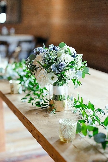 Blue Green and White Flowers