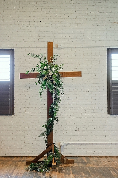 Cross Wedding Altar with Flowers