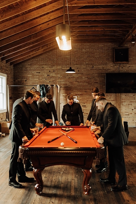 All Black Suits for Groom and Groomsmen