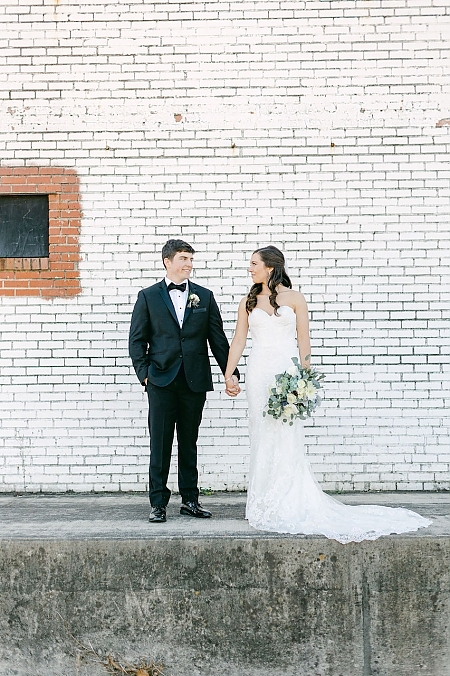 Wedding Photos with Brick Background